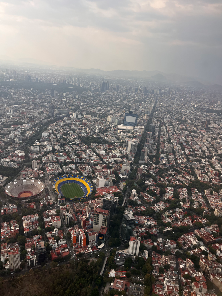 View of Mexico City from airplane window