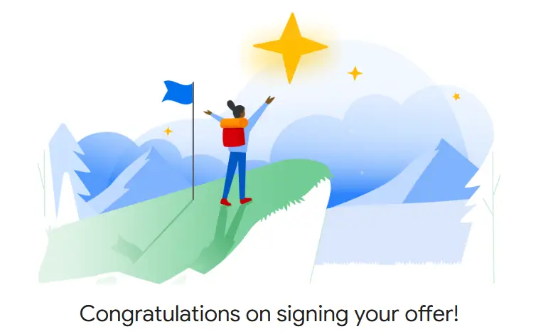 Google Careers page after accepting my offer